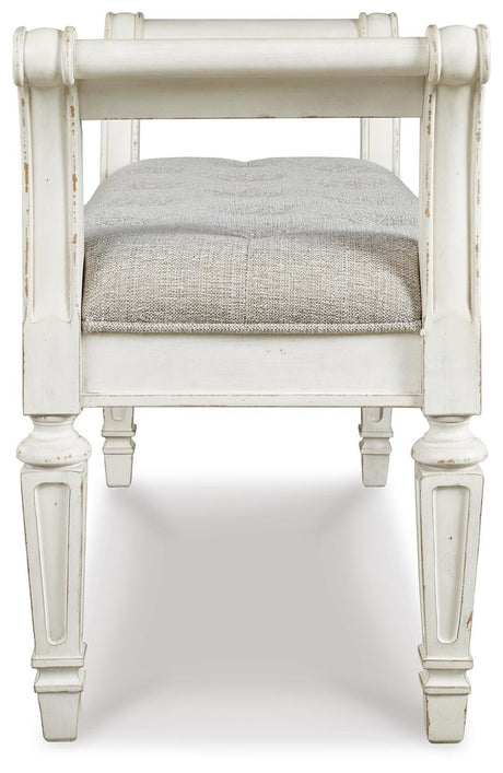 Realyn Antique White Accent Bench from Ashley Furniture - Luna Furniture