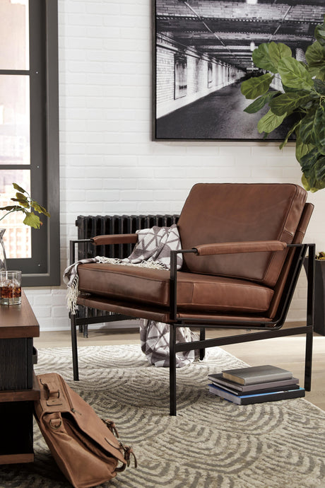 Puckman Brown/Silver Finish Accent Chair from Ashley Furniture - Luna Furniture