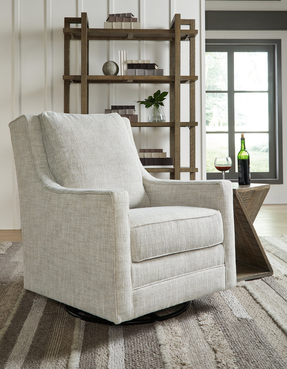 Kambria Fog Swivel Glider Accent Chair from Ashley - Luna Furniture
