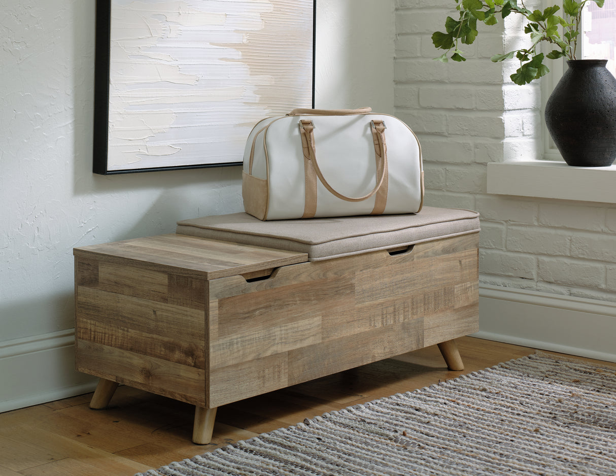 Gerdanet Beige/Brown Storage Bench from Ashley - Luna Furniture