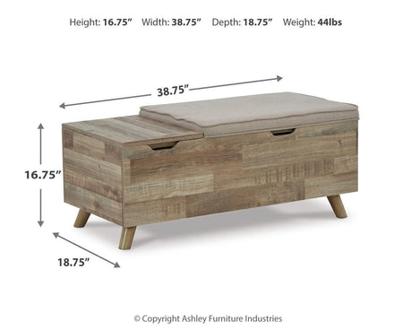 Gerdanet Beige/Brown Storage Bench from Ashley - Luna Furniture