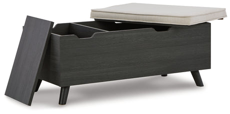 Yarlow Linen/Gray Storage Bench from Ashley - Luna Furniture