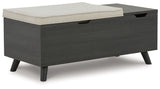 Yarlow Linen/Gray Storage Bench from Ashley - Luna Furniture
