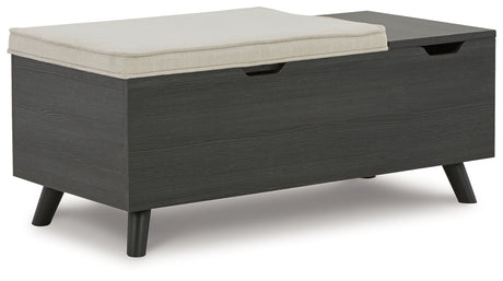 Yarlow Linen/Gray Storage Bench from Ashley - Luna Furniture