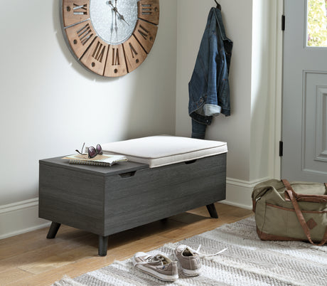 Yarlow Linen/Gray Storage Bench from Ashley - Luna Furniture
