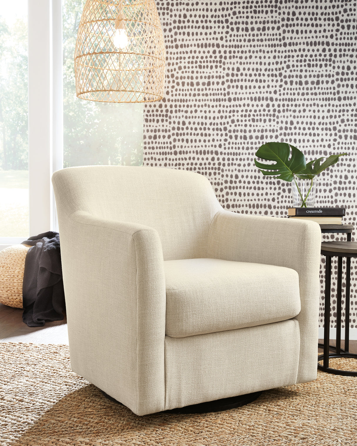 Bradney Linen Swivel Accent Chair from Ashley - Luna Furniture