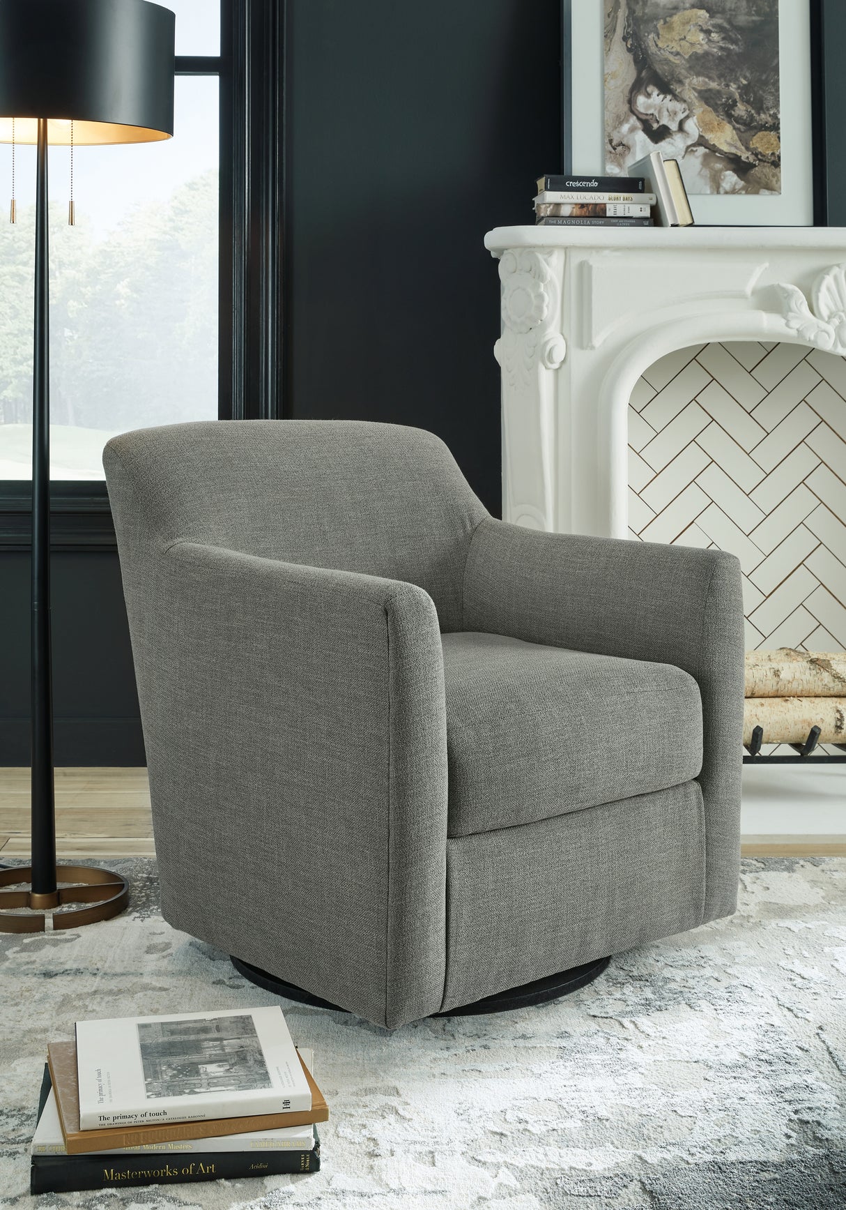 Bradney Smoke Swivel Accent Chair from Ashley - Luna Furniture