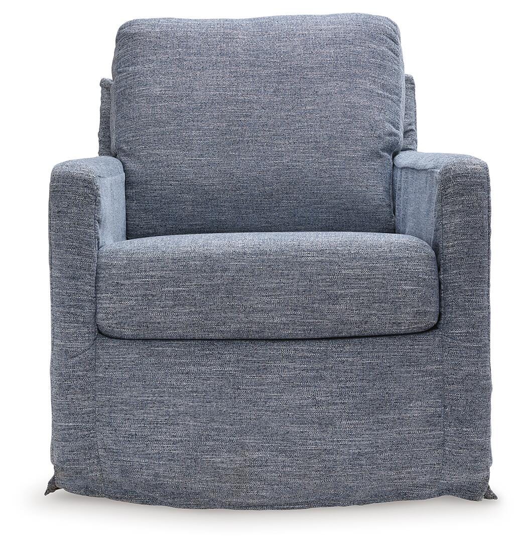Nenana Next-Gen Nuvella Denim Swivel Glider Accent Chair - Luna