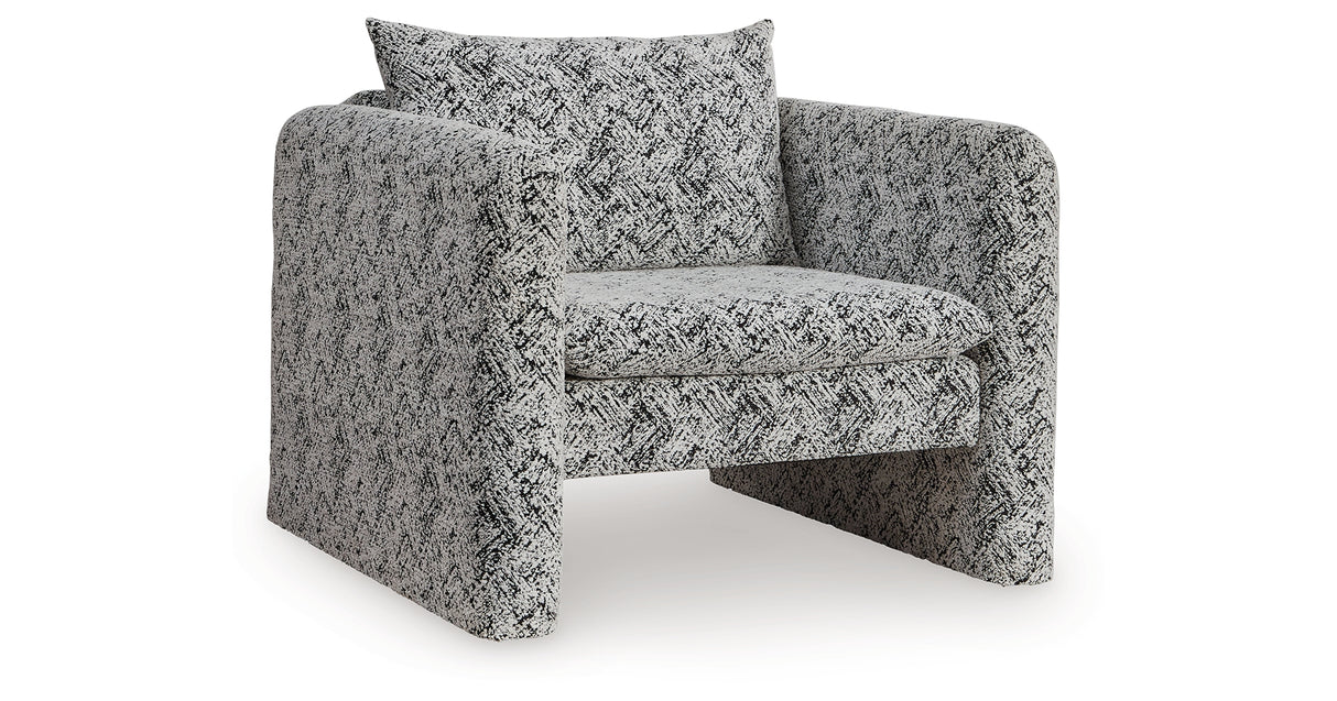 Kenbell Black/White Accent Chair from Ashley Furniture - Luna Furniture