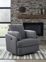 Alainmont Salt and Pepper Swivel Power Recliner from Ashley - Luna Furniture
