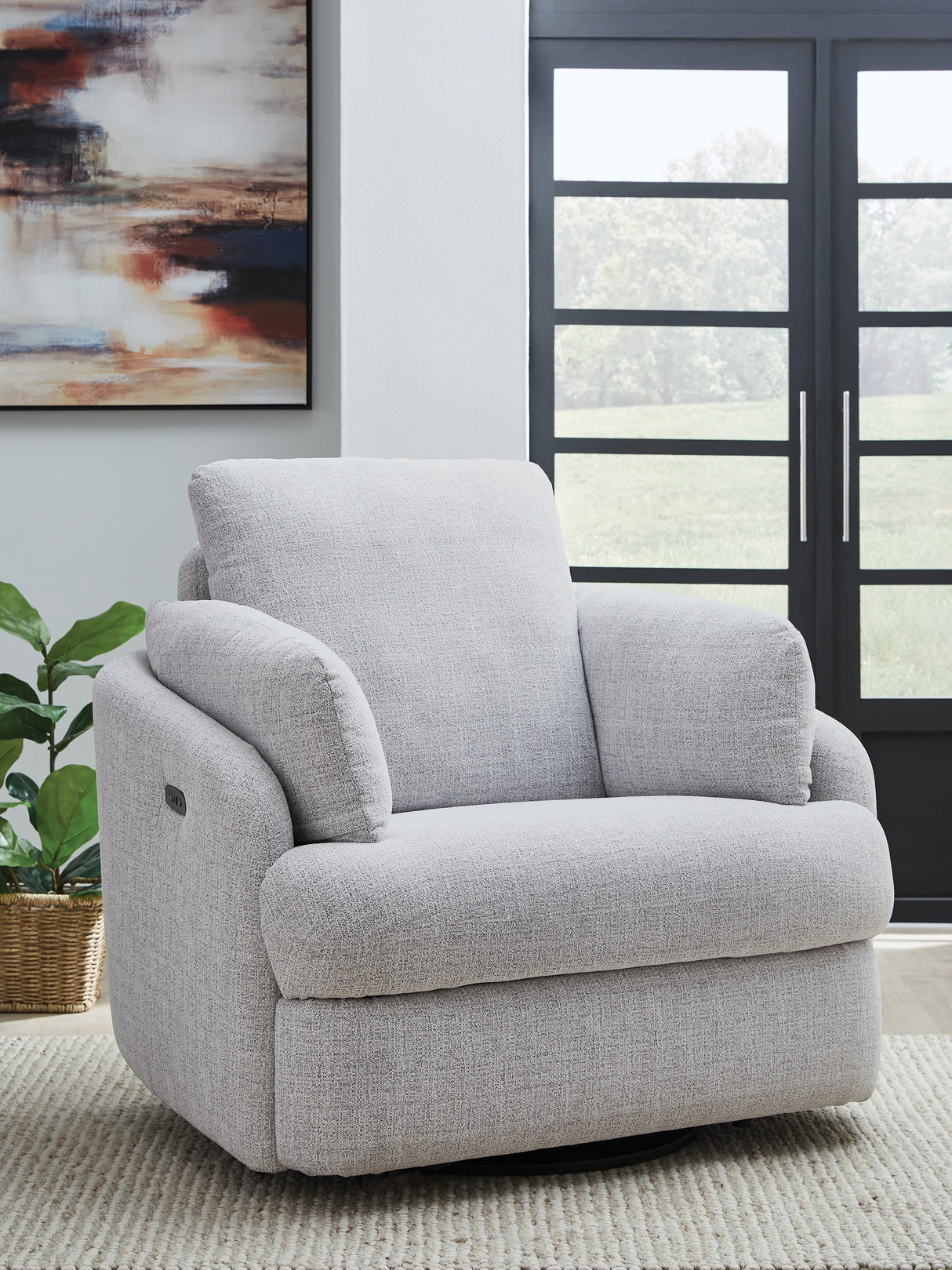 Alainmont Stone Swivel Power Recliner from Ashley - Luna Furniture