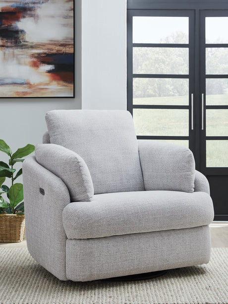 Alainmont Stone Swivel Power Recliner from Ashley - Luna Furniture