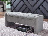 Akselman Gray Storage Bench from Ashley - Luna Furniture