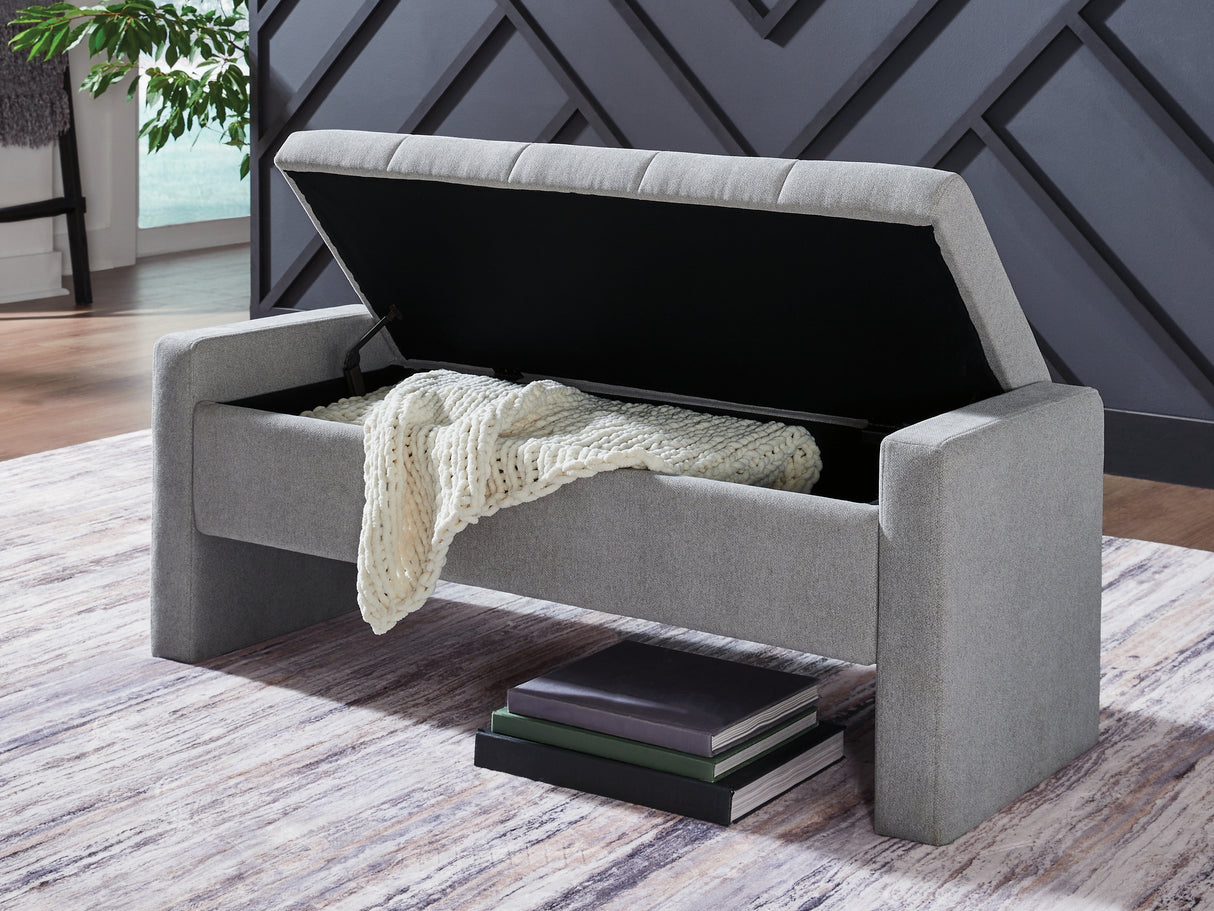 Akselman Gray Storage Bench from Ashley - Luna Furniture