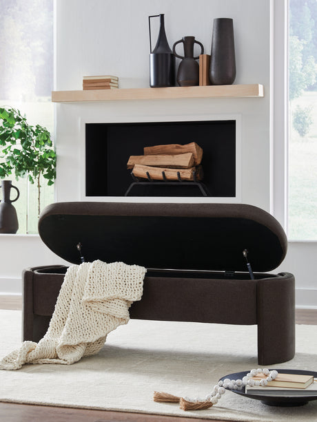 Vavuniya Brown Storage Bench from Ashley - Luna Furniture