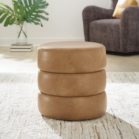 Ummi Caramel Swivel Accent Ottoman from Ashley - Luna Furniture