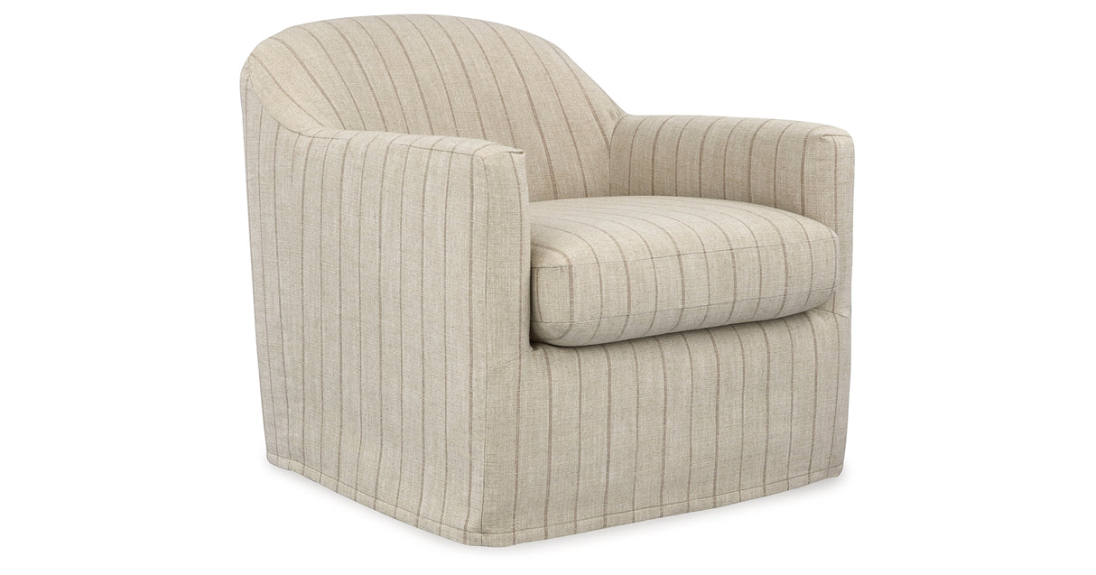 Valwick Cream/Brown Swivel Accent Chair from Ashley - Luna Furniture
