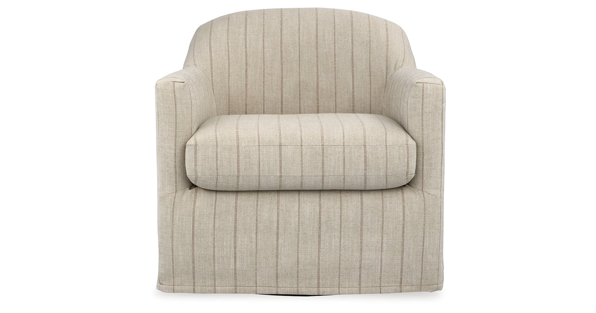 Valwick Cream/Brown Swivel Accent Chair from Ashley - Luna Furniture