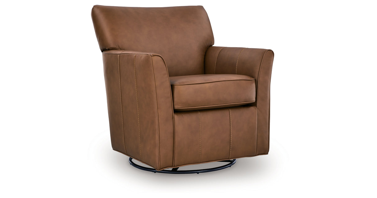 Braydunn Caramel Swivel Glider Accent Chair from Ashley - Luna Furniture