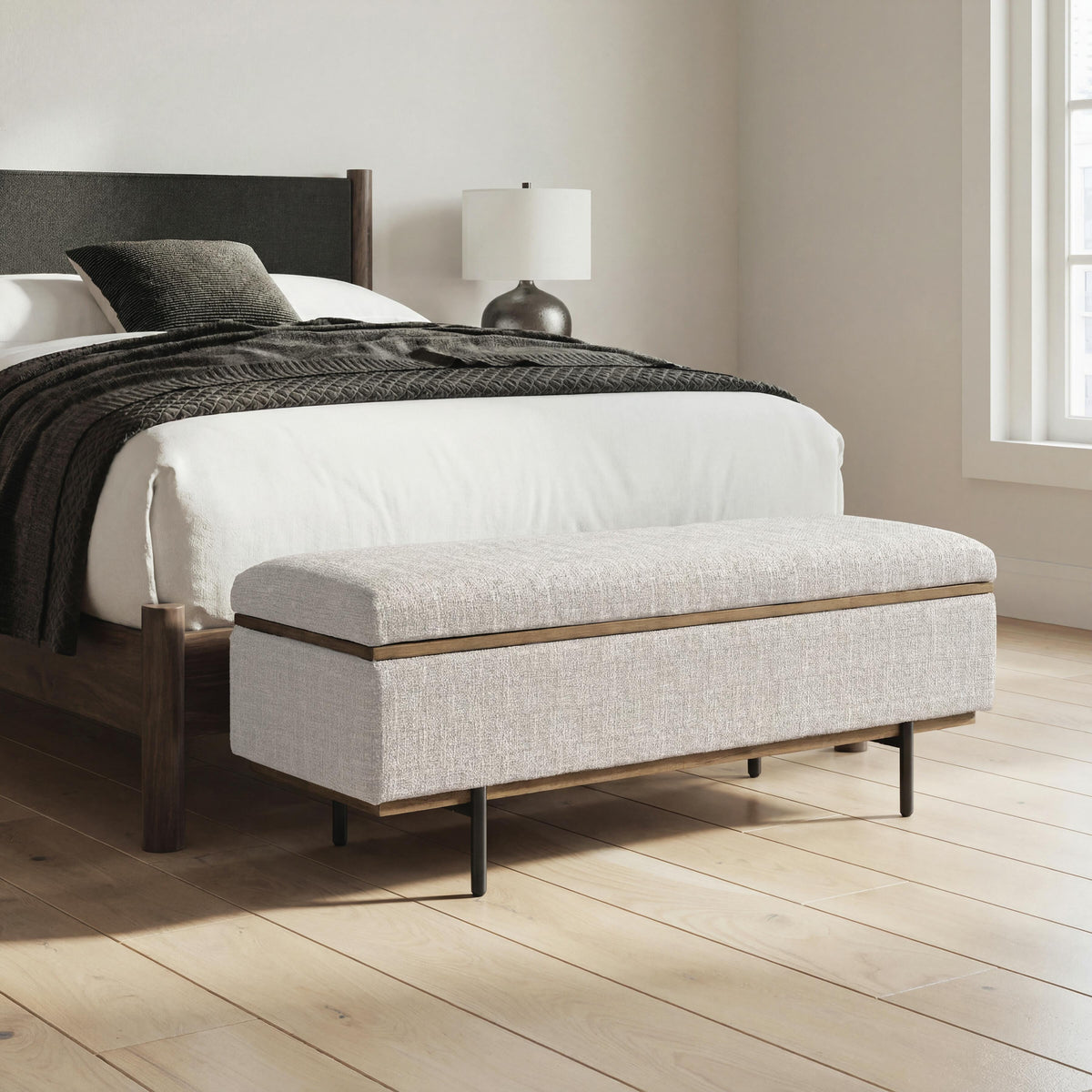 Dettaford Next-Gen Nuvella Stone Storage Bench from Ashley - Luna Furniture