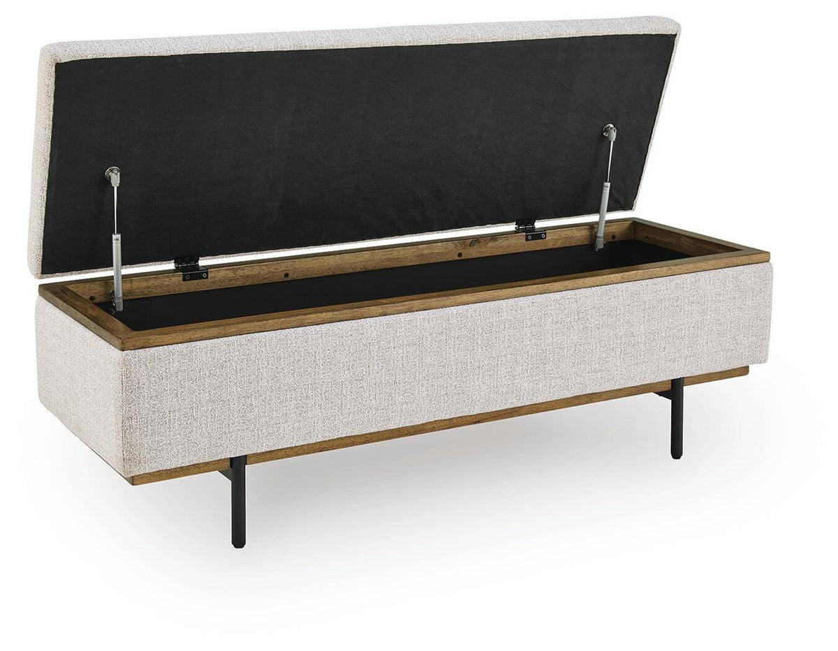Dettaford Next-Gen Nuvella Stone Storage Bench from Ashley - Luna Furniture