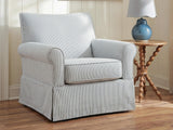 Searcy White/Navy Swivel Glider Accent Chair from Ashley - Luna Furniture