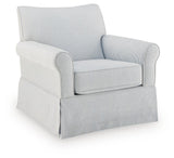 Searcy White/Navy Swivel Glider Accent Chair from Ashley - Luna Furniture