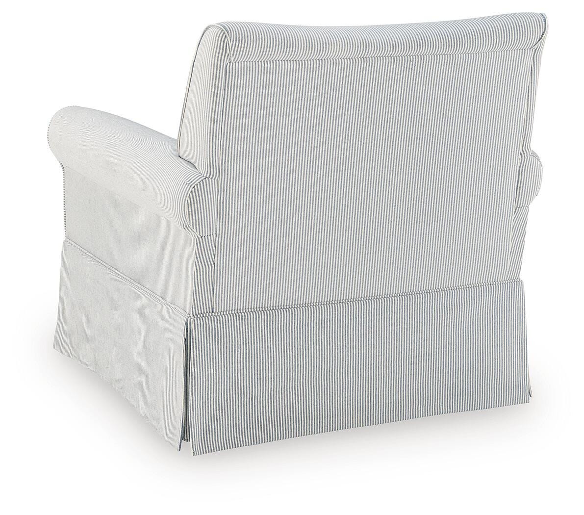 Searcy White/Navy Swivel Glider Accent Chair from Ashley - Luna Furniture