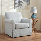 Searcy White/Navy Swivel Glider Accent Chair from Ashley - Luna Furniture