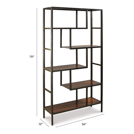 Frankwell Brown/Black Bookcase from Ashley - Luna Furniture