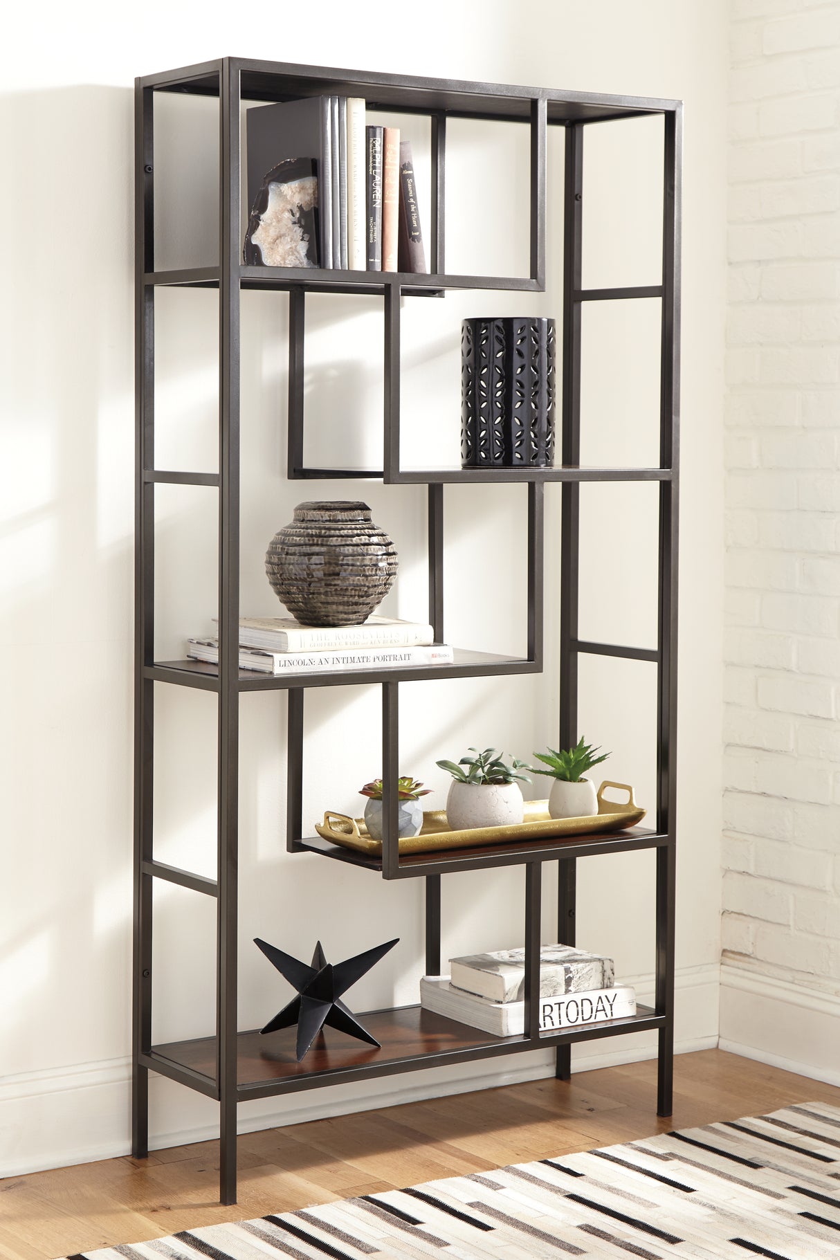 Frankwell Brown/Black Bookcase from Ashley Furniture - Luna Furniture