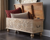 Fossil Ridge Beige Storage Bench from Ashley - Luna Furniture