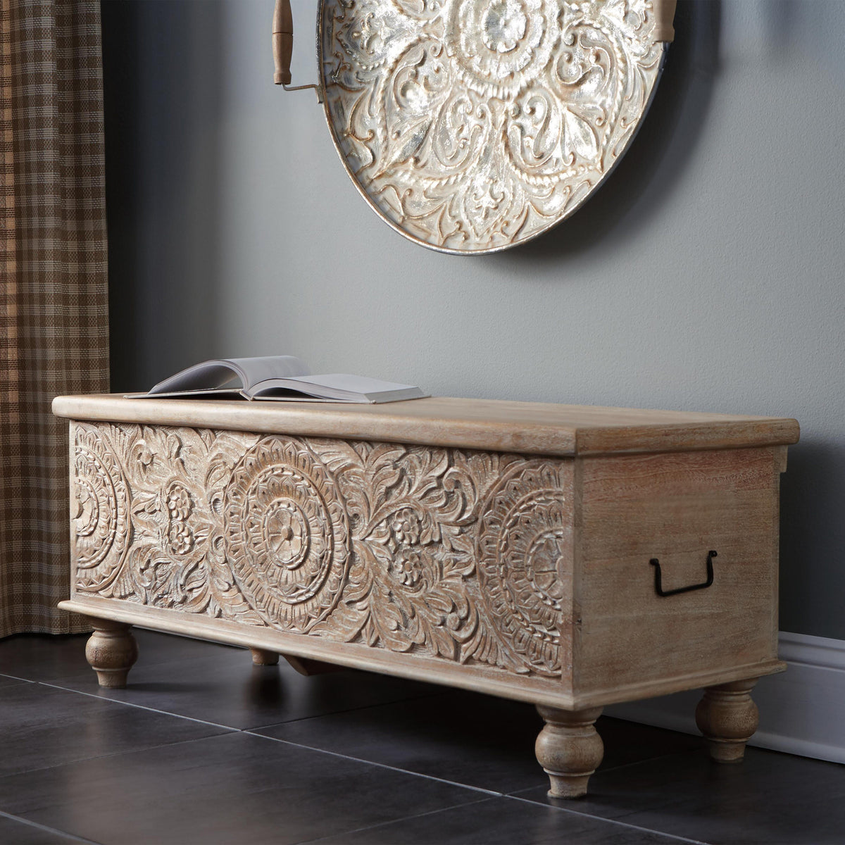 Fossil Ridge Beige Storage Bench