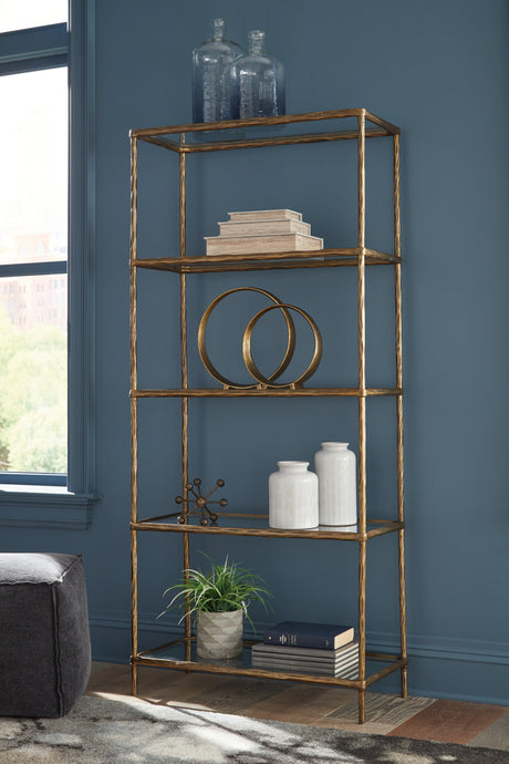 Ryandale Antique Brass Finish Bookcase from Ashley Furniture - Luna Furniture
