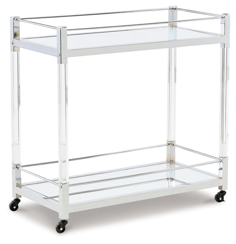 Chaseton Clear/Silver Finish Bar Cart from Ashley - Luna Furniture