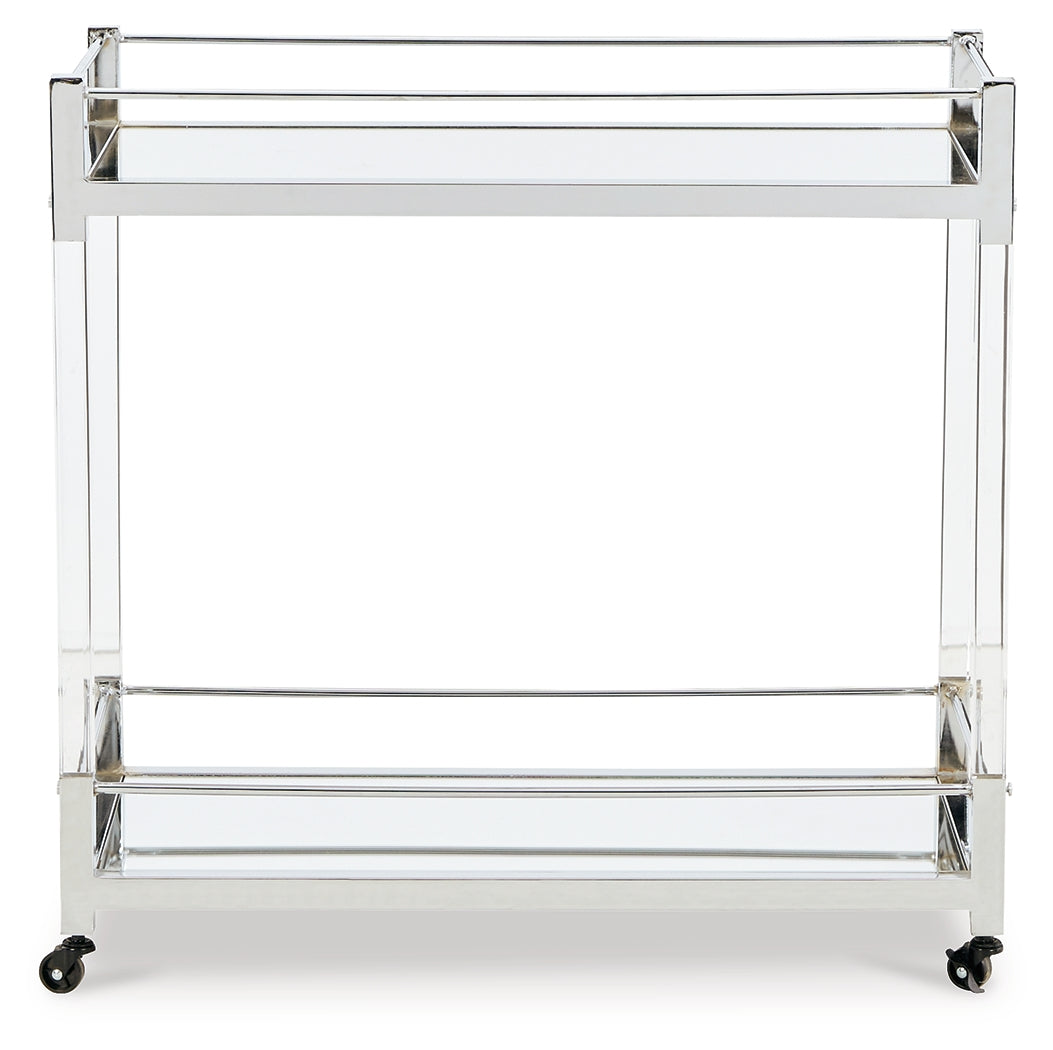 Chaseton Clear/Silver Finish Bar Cart from Ashley Furniture - Luna Furniture