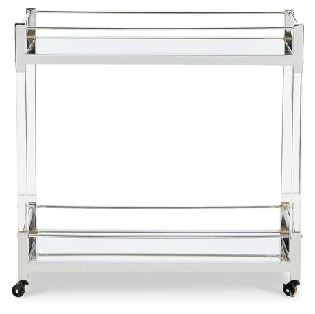 Chaseton Clear/Silver Finish Bar Cart from Ashley - Luna Furniture