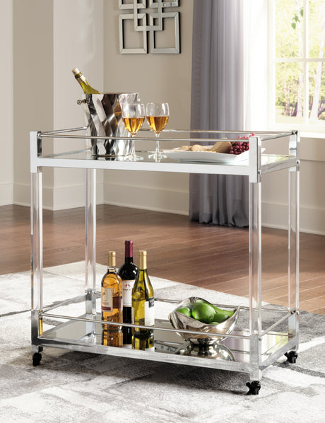 Chaseton Clear/Silver Finish Bar Cart from Ashley - Luna Furniture