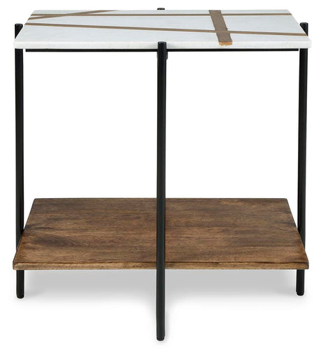 Braxmore White/Light Brown Accent Table from Ashley Furniture - Luna Furniture