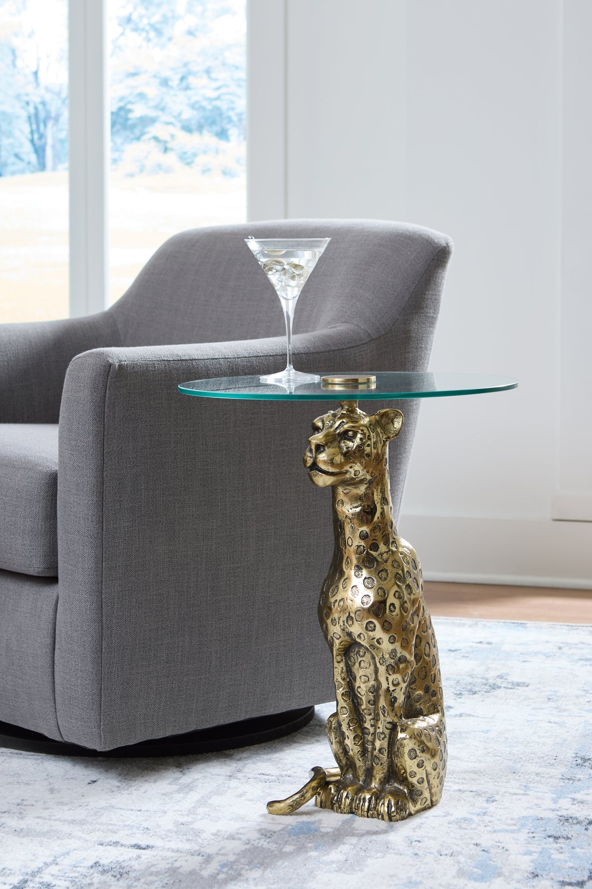 Vallain Antique Gold Finish Accent Table from Ashley Furniture - Luna Furniture