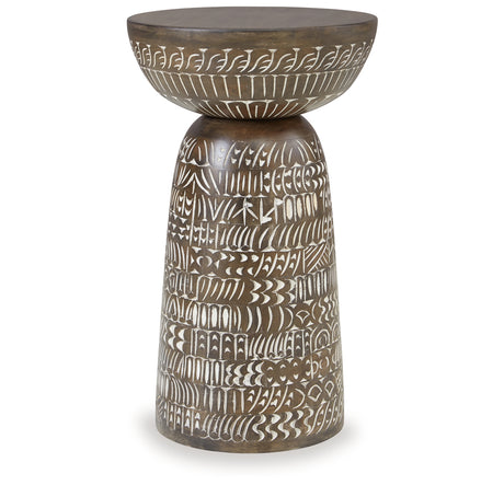 Hadcher Cream/Brown Accent Table from Ashley Furniture - Luna Furniture