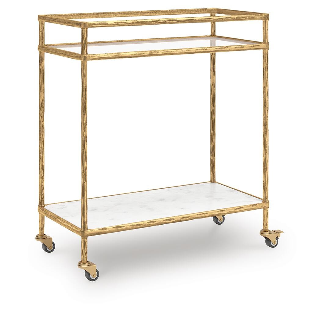Plattfield Antique Gold Finish Bar Cart from Ashley Furniture - Luna Furniture