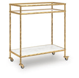 Plattfield Antique Gold Finish Bar Cart from Ashley Furniture - Luna Furniture