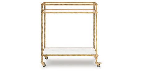 Plattfield Antique Gold Finish Bar Cart from Ashley - Luna Furniture