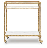 Plattfield Antique Gold Finish Bar Cart from Ashley Furniture - Luna Furniture