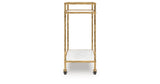 Plattfield Antique Gold Finish Bar Cart from Ashley - Luna Furniture