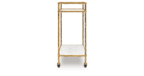 Plattfield Antique Gold Finish Bar Cart from Ashley - Luna Furniture