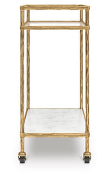 Plattfield Antique Gold Finish Bar Cart from Ashley Furniture - Luna Furniture