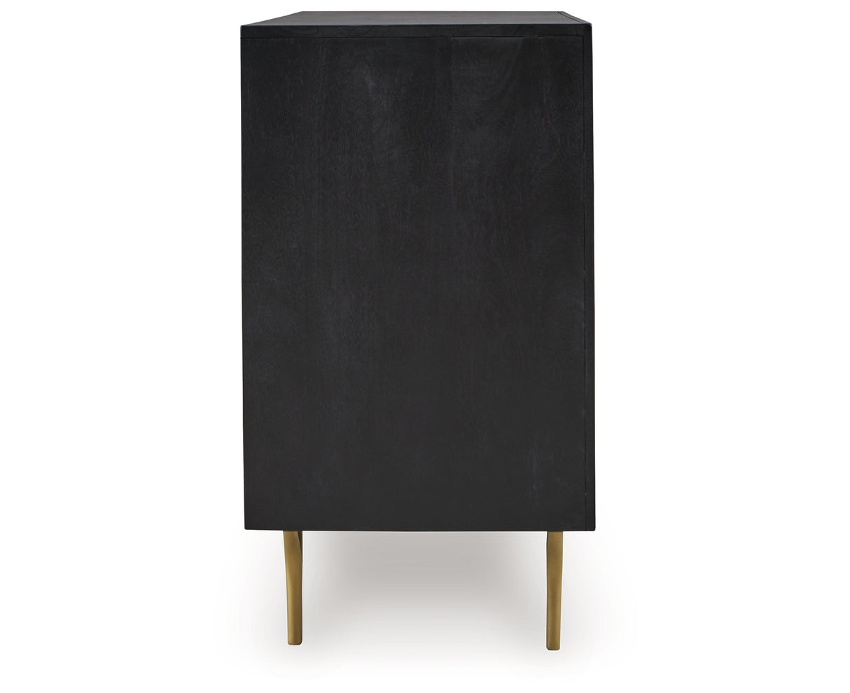 Tayner Black/Gold Finish Accent Cabinet from Ashley Furniture - Luna Furniture