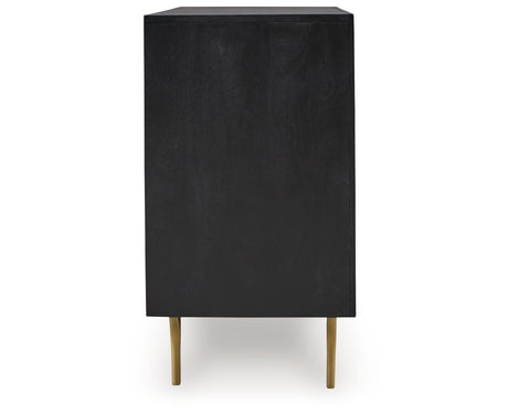 Tayner Black/Gold Finish Accent Cabinet from Ashley Furniture - Luna Furniture